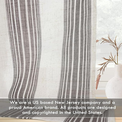 DriftAway Farmhouse Vertical Striped Linen Blend Textured Light Filtering Semi - Image 6