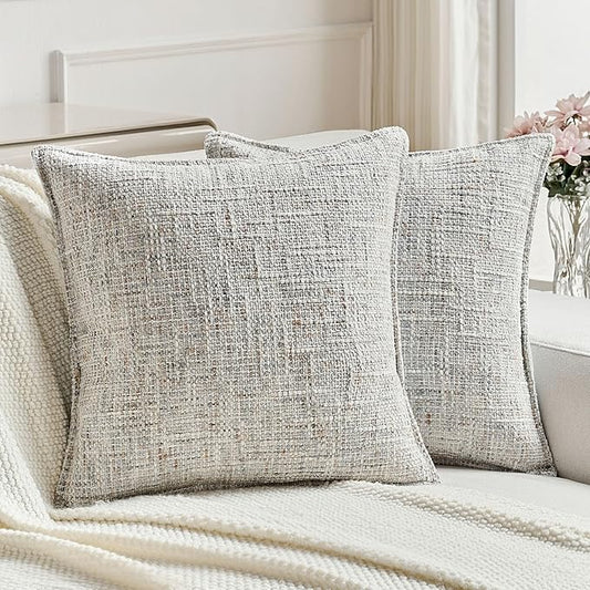 FUTEI Grey Decorative Throw Pillow Covers 24x24 Inch Set of 2, Soft Chenille by FUTEI