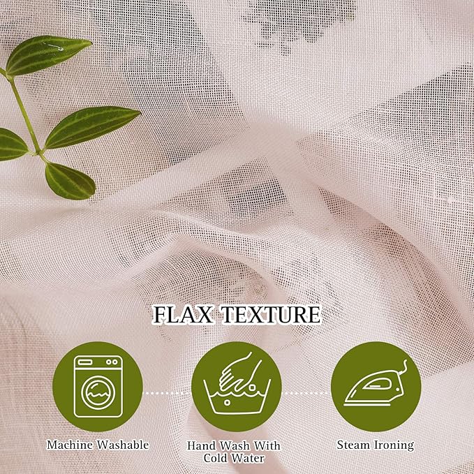 NICETOWN Flax Natural Blend Semi Sheer Curtains 72" L - Image 5