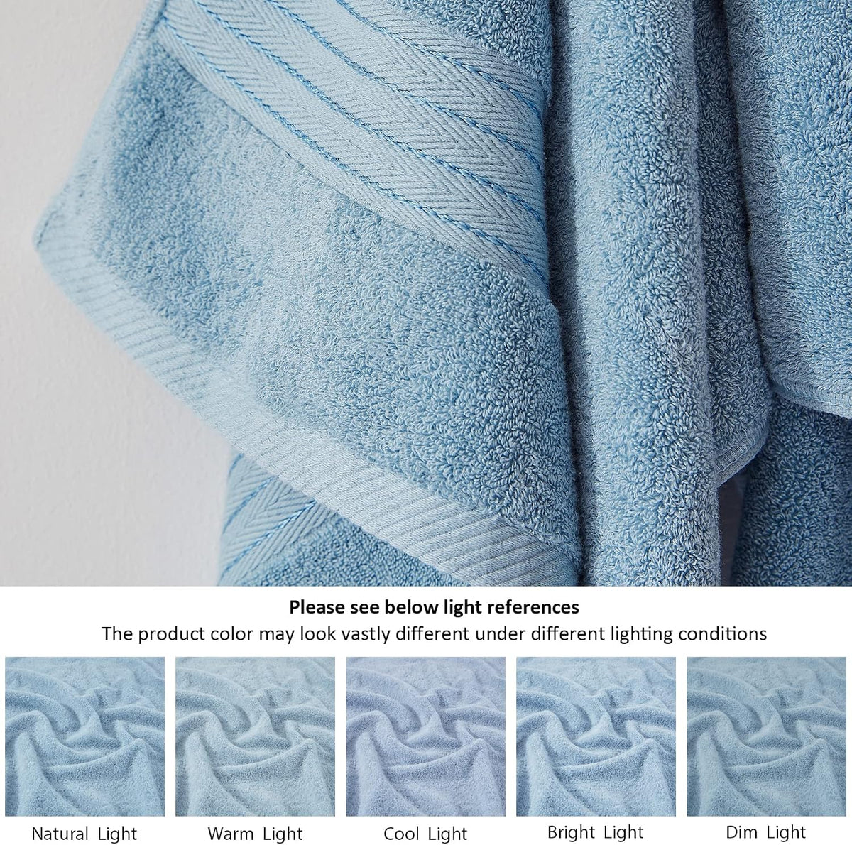 cozyart luxury bath towel set 6 pcs, light, package contents
