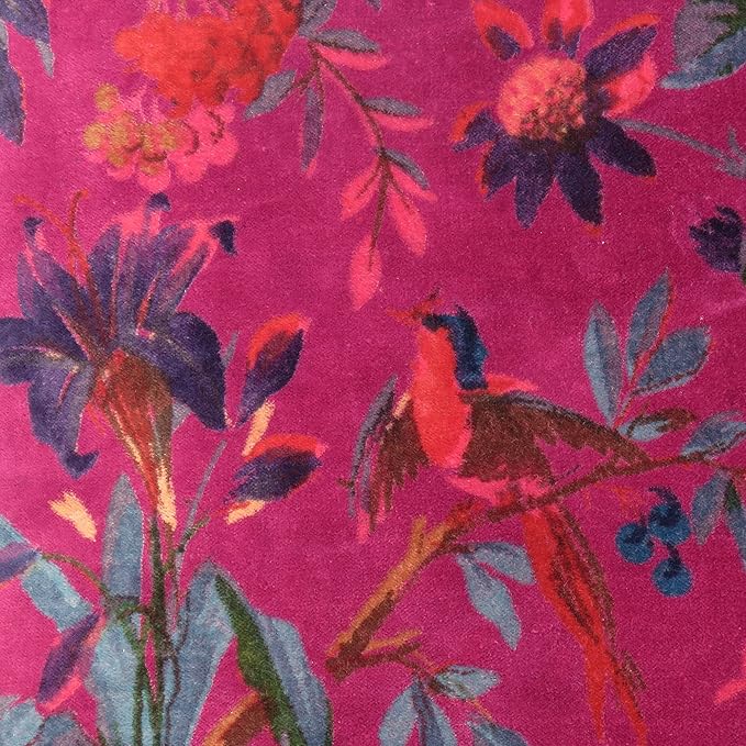 Eyes of India 16x16 Burgundy Red Velvet Floral Flower Bird Throw Pillow Sofa - Image 3