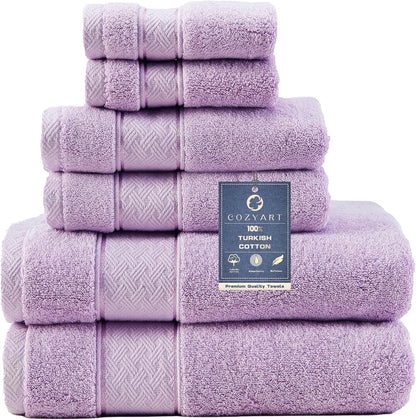 cozyart bath towel set 6 pcs, luxury lavender shown in use