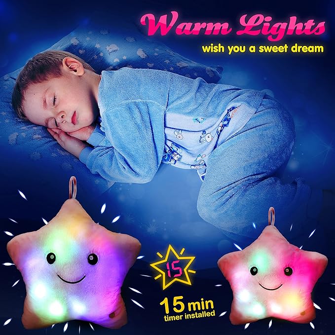 WEWILL 13'' Creative Twinkle Star Glowing LED Night Light Plush Pillows Stuffed - Image 7