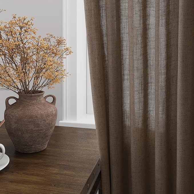 Light Brown Linen Curtains 84 Inches Long - Image 2