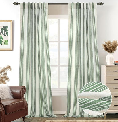 DriftAway Farmhouse Vertical Striped Linen Blend Textured Light Filtering Semi by DriftAway