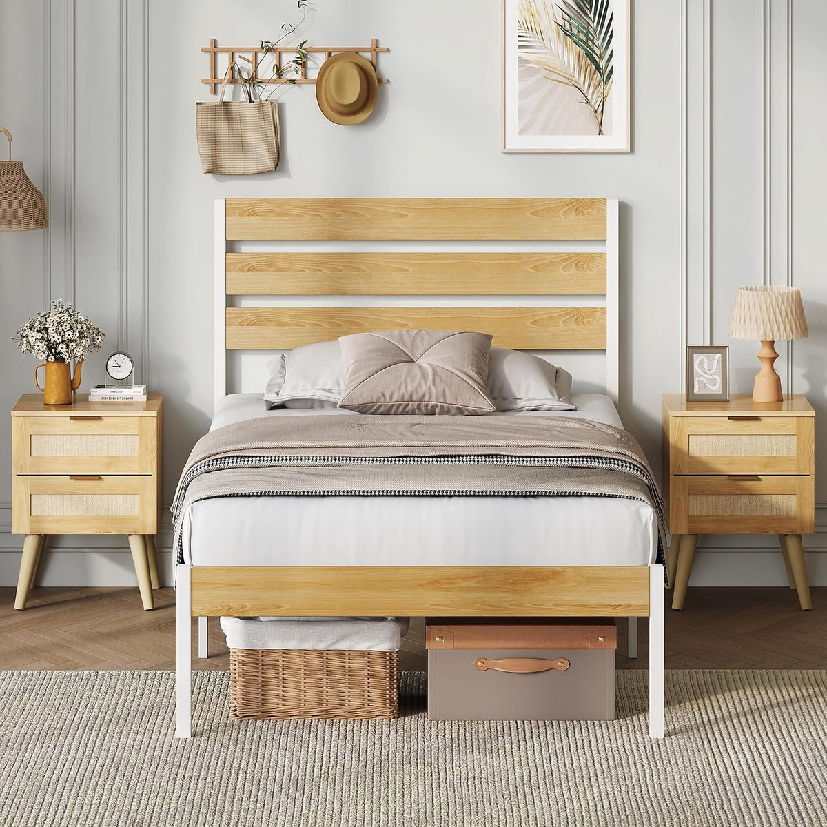 wlive twin bed frames with headboard, metal platform, main product view