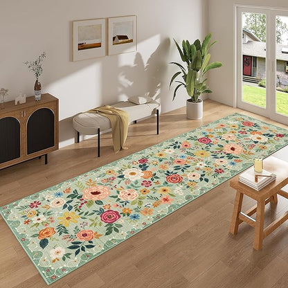 DUKINO 3x10 Runner Rug for Hallway, Washable Kitchen Floral Runner Rug - Image 3