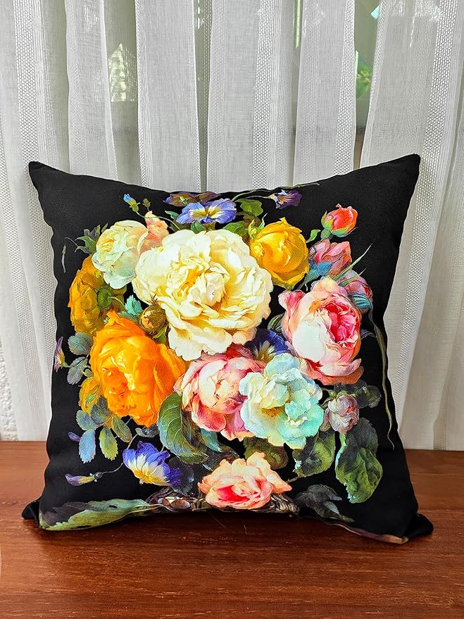 Vintage Floral Bouquet 24x24 Plush Throw Pillow Case, Double-Sided Printed - Image 2