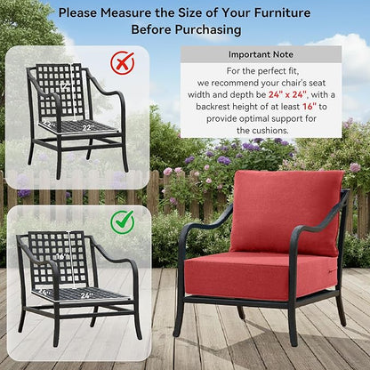 6" Thick Outdoor Cushions 24x24x6, 4-Set Deep Seat Patio Cushions - Image 9