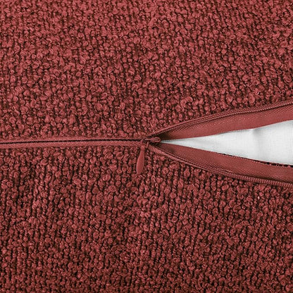 14x36 inch Boucle Lumbar Pillow Cover, Burgundy Woven Texture Neutral Long - Image 5