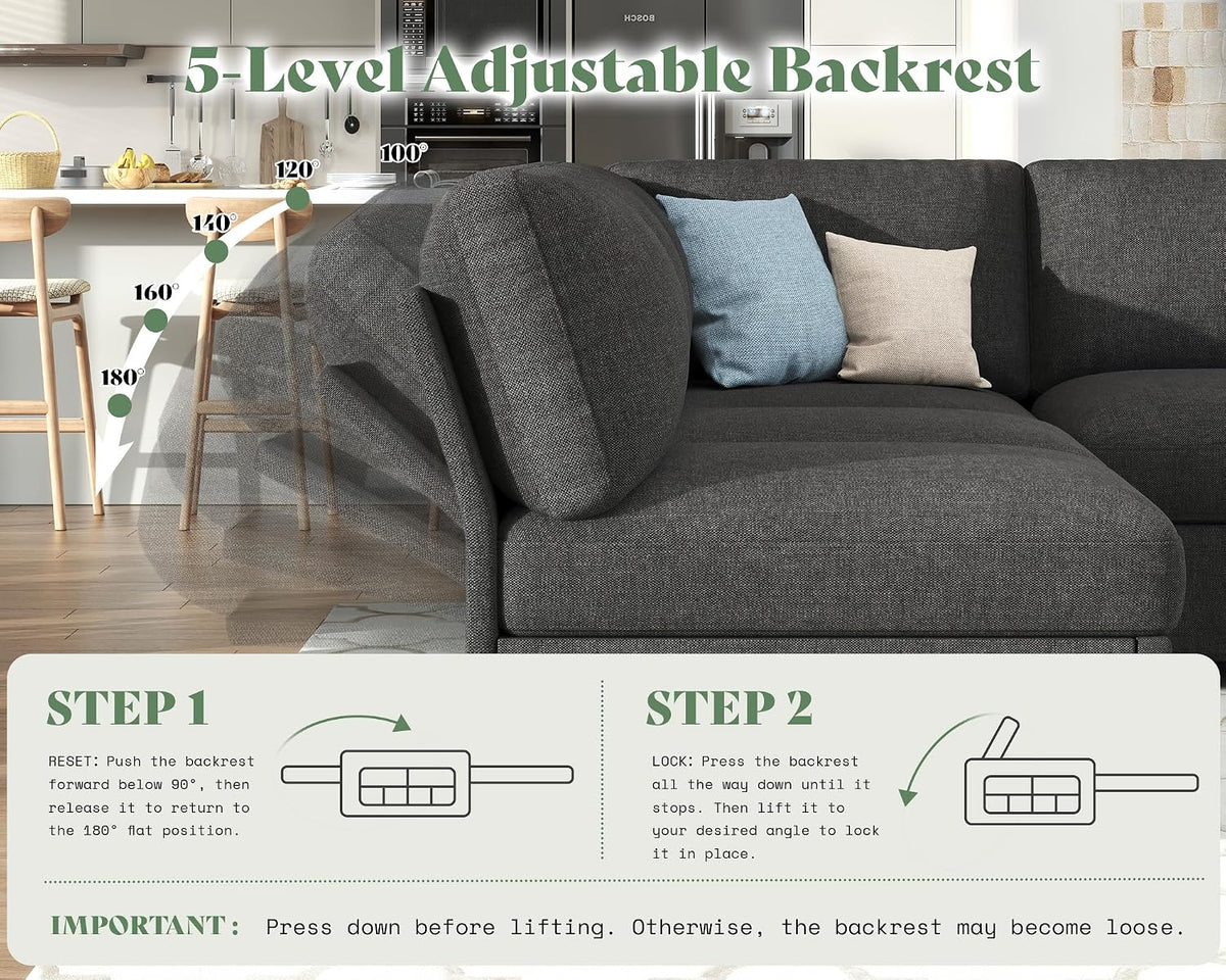 jocisland sofa bed, 3-in-1 sleeper sofa, pull out, side view