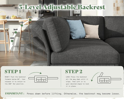 jocisland sofa bed, 3-in-1 sleeper sofa, pull out, side view