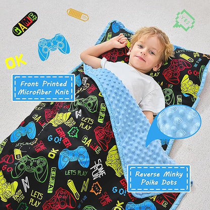 Toddler Nap Mat with Pillow and Blanket, Extra Large Rolled Napping Mats - Image 2