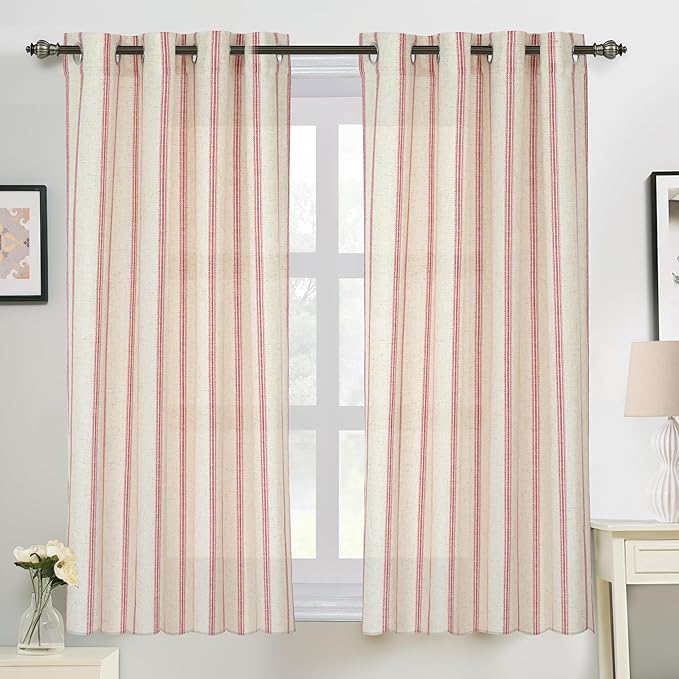 DriftAway Farmhouse Vertical Striped Linen Blend Textured Light Filtering Semi by DriftAway
