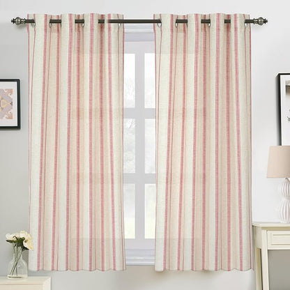 DriftAway Farmhouse Vertical Striped Linen Blend Textured Light Filtering Semi by DriftAway