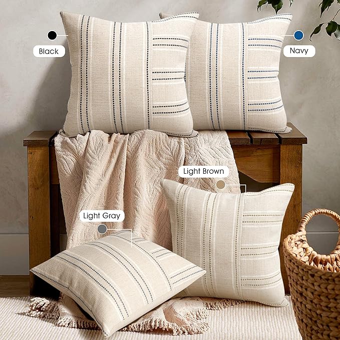 AELS 26x26 Decorative Farmhouse Linen Throw Pillow Covers, Boho Textured Pillow - Image 6