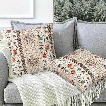 Throw Pillow Covers Boho Floral Pillow Covers 16x16 Inch Set of 2 Throw Pillows - Image 5