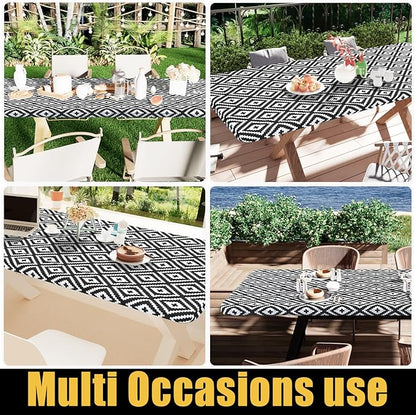 Smiry Rectangle Picnic Table Cloth, Waterproof Elastic Fitted Outdoor - Image 6