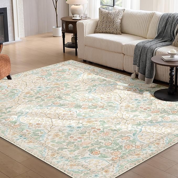 MUJOO Floral 5x7 Area Rugs, Washable Rug - Image 3