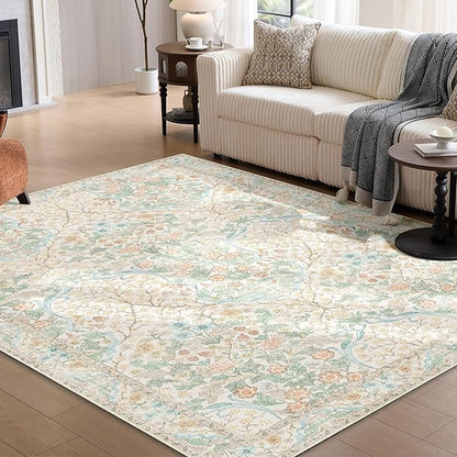 MUJOO Floral 5x7 Area Rugs, Washable Rug - Image 3