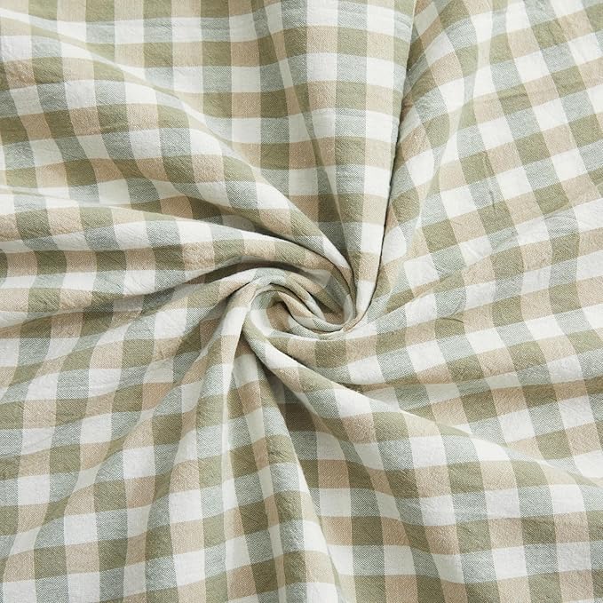 KKJIAF 2 Pcs Plaid Ruffle Pillow Case King Size, Cotton Gingham Ruffled Euro - Image 7