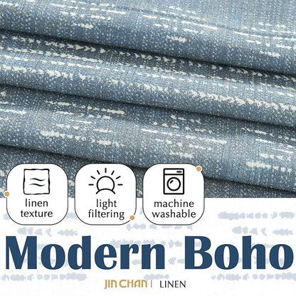 jinchan Boho Kitchen Curtains Linen Tier Curtains 36 Inch Bohemian Cafe - Image 4