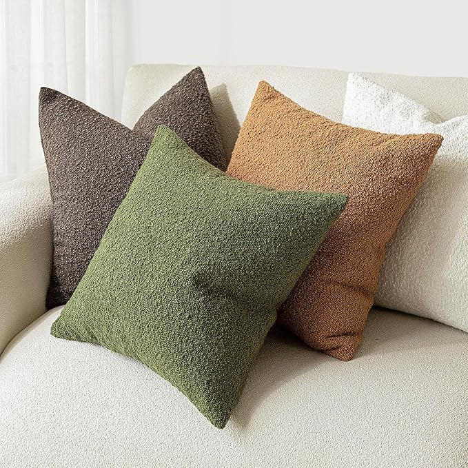 Foindtower Textured Boucle Throw Pillow Covers Accent Solid Pillow Cases Cozy - Image 6