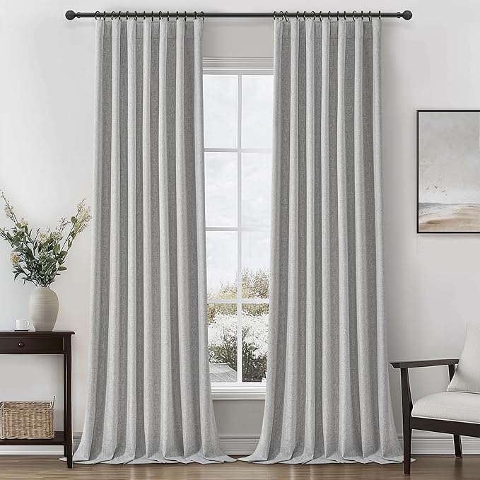 Gray 108 Inch Extra Long Blackout Curtains by QJMYDECO