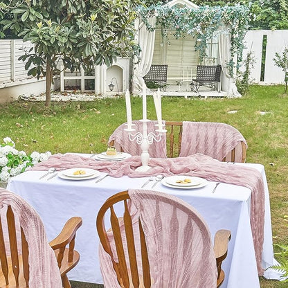 IVAPUPU 10 Pcs Cheesecloth Table Runner - 10ft Dusty Pink Boho Gauze Cheese - Image 6