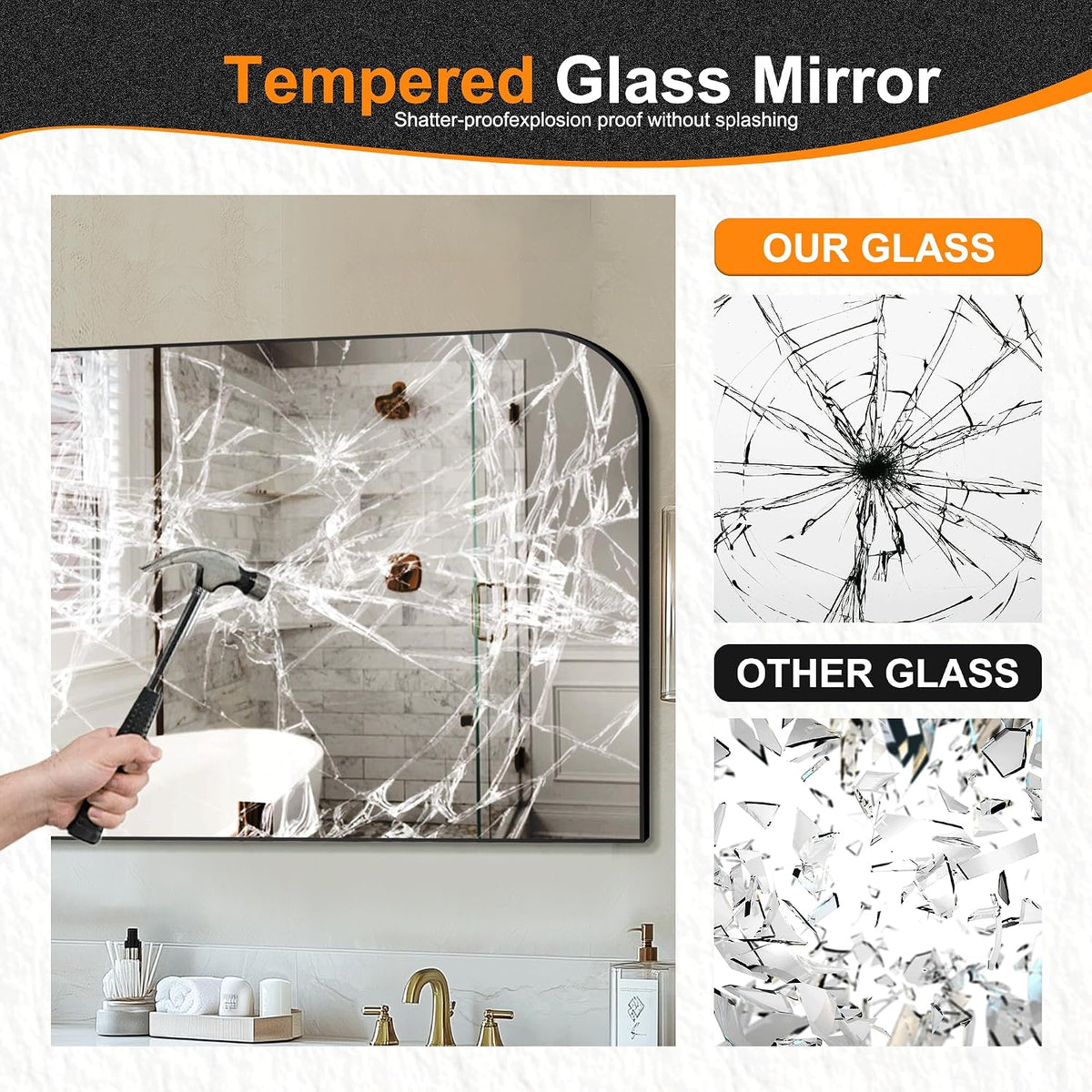 delma 30"x55" black metal framed bathroom mirror for, package contents