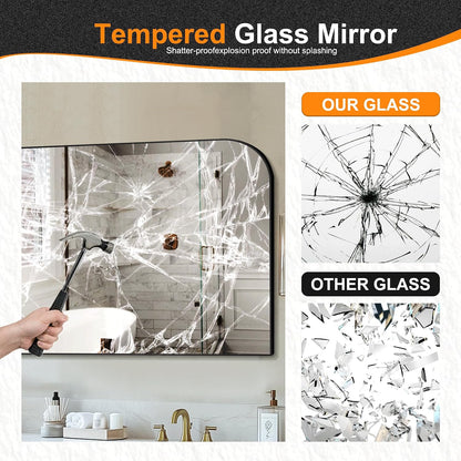 delma 30"x55" black metal framed bathroom mirror for, package contents
