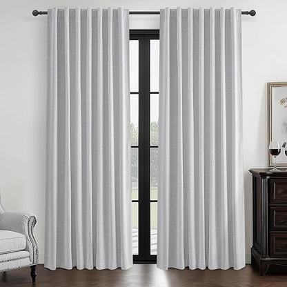 Light Grey Blackout Curtains 84 Inch Length 2 Panels Set by QJMYDECO