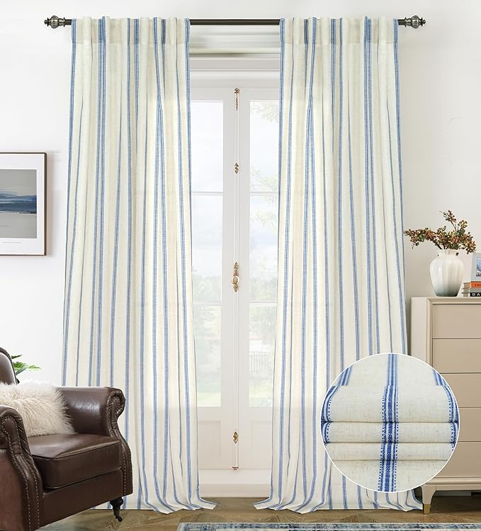 DriftAway Farmhouse Vertical Striped Linen Blend Textured Light Filtering Semi by DriftAway