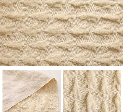 Christmas Tbale Runner 13x36 Inch Soft Plush Faux Fur Jacquard Beige Big Small - Image 5