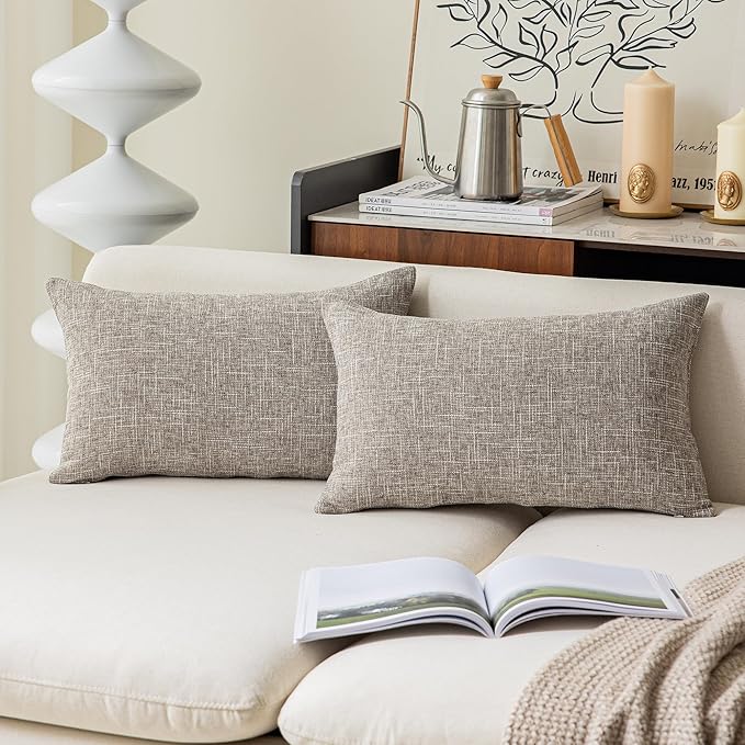 Kevin Textile Pillow Cover Handmade Faux Linen Cushion Case Soft Lumbar Throw by KevinTextile