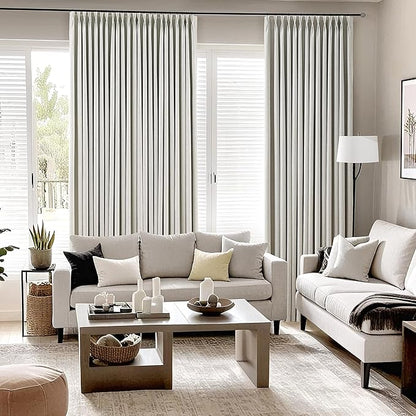 Linen Blackout Curtains 108 Inches Long Pinch Pleated Light Blocking Room - Image 7