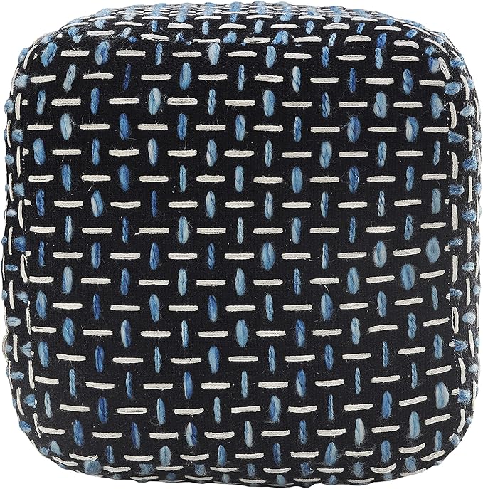 L. R. Resources, Inc. LR Home Hand-Woven Black/White/Blue Geometric Cotton - Image 4