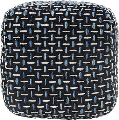 L. R. Resources, Inc. LR Home Hand-Woven Black/White/Blue Geometric Cotton - Image 4