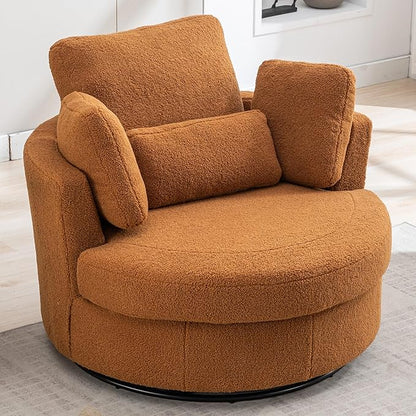 Aoiy & Wifon 42" W Oversized Swivel Accent Chair, Upholstered Round Barrel Chair - Image 6