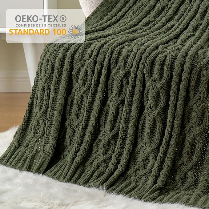Battilo Olive Green Throw Blanket - Image 4