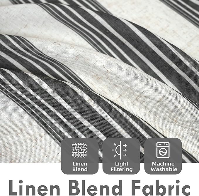 DriftAway Farmhouse Vertical Striped Linen Blend Textured Light Filtering Semi - Image 2