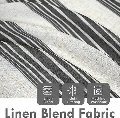 DriftAway Farmhouse Vertical Striped Linen Blend Textured Light Filtering Semi - Image 2