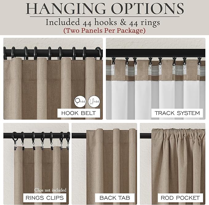 Rust Brown Blackout Curtains 60 Inches Extra Wide Linen 84 Inch Length - Image 3