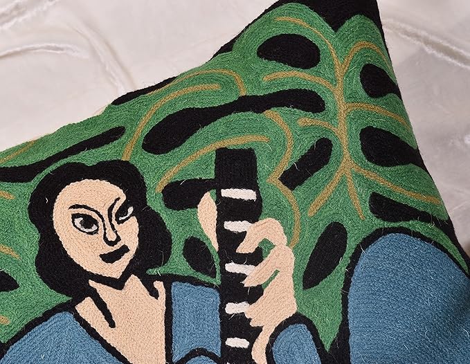 The Music Matisse Decorative Pillow Cover Handembroidered Wool 18x18 - Image 7