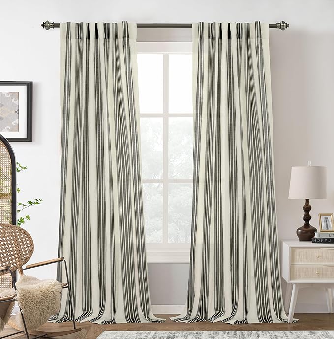 DriftAway Farmhouse Vertical Striped Linen Blend Textured Light Filtering Semi by DriftAway