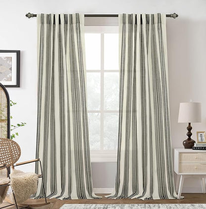 DriftAway Farmhouse Vertical Striped Linen Blend Textured Light Filtering Semi by DriftAway