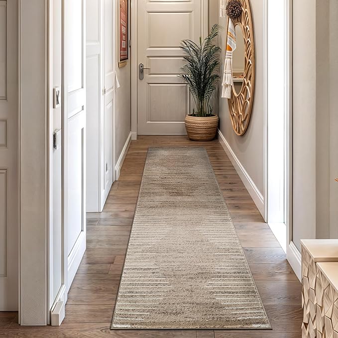 Rugshop Bohemian Stripe Stain Resistant High Traffic Living Room Kitchen by Rugshop