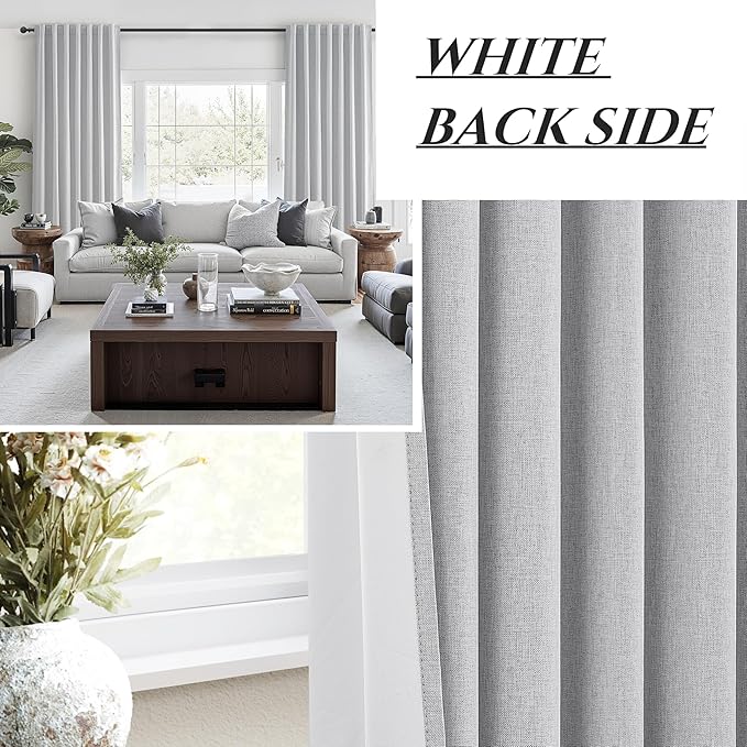 Light Grey Blackout Curtains 102 Inch Length 2 Panels Set - Image 6