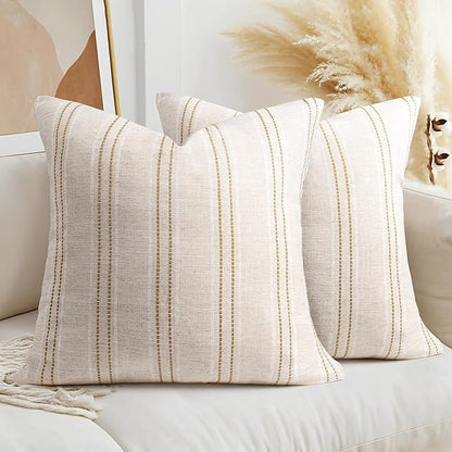 AELS 24x24 Decorative Farmhouse Linen Throw Pillow Covers, Boho Textured Pillow by AELS