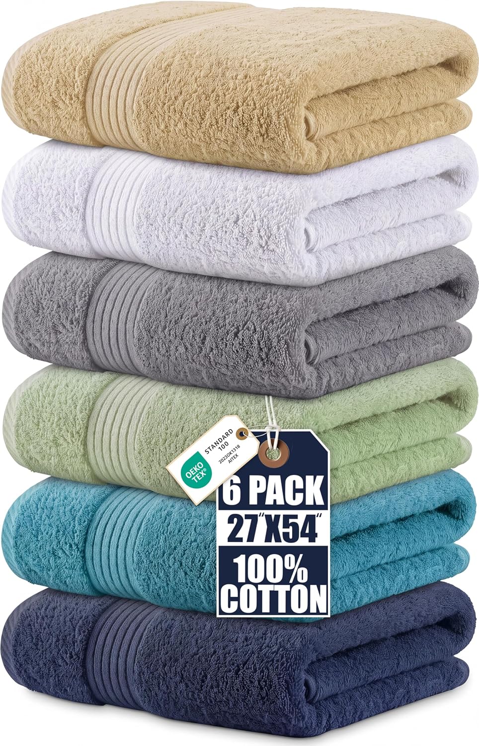utopia towels 6 pack bath towels, 27x54 in shown in use
